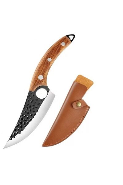 stuffix Japanese Knife, TarTek, Hand-Forged, Stainless Steel, Full Tang 27.5 cm, Brown Wooden Handle, Eco-Le