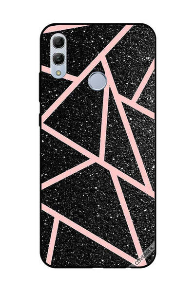 Covernex غطاء حماية لهاتف Honor 10 Lite، أسود لامع، بنقشة مسارات وردية فاتحة