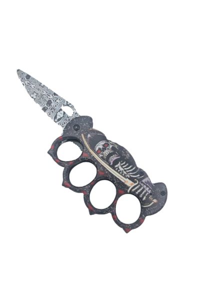 dalimag Cuțit model „Cap de Mort”, sistem de prindere cu curea, deschidere automată, 21 cm