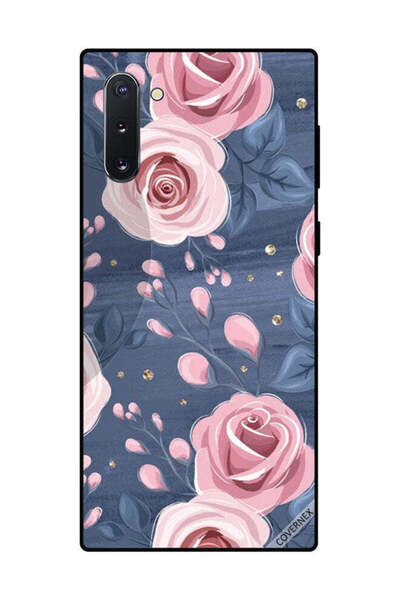 Covernex غطاء حماية لهاتف سامسونج جالكسي نوت 10 بنقشة ورود وردية وأوراق رمادي...