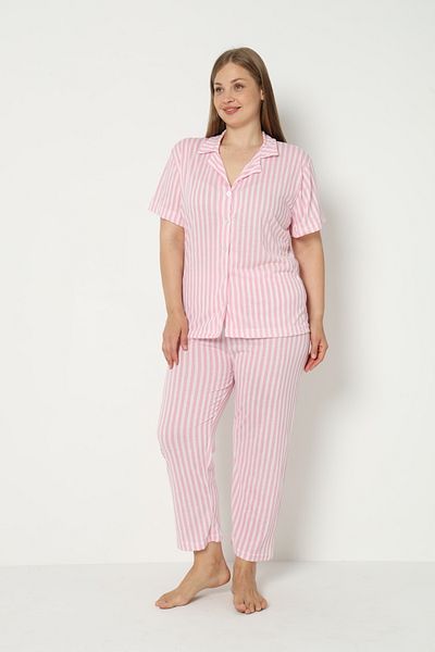 FAMES PİJAMA Summer Buttoned Large Size Home Wear