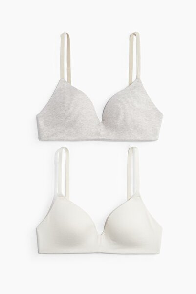 H&M 2'li Dolgulu Balensiz Pamuklu Sütyen