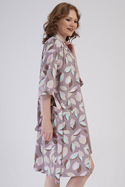 VİENETTA Βαμβακερό γυναικείο κοντομάνικο νυχτικό + 3/4 μανίκι πανωφόρι, 409135