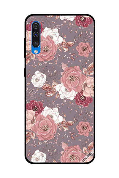 Covernex غطاء حماية لهاتف سامسونج جالاكسي A50 بنمط زهور بلون الشوكولاتة
