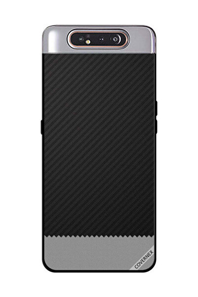 Covernex غطاء حماية لهاتف سامسونج جالاكسي A80 بنمط خطوط سوداء ورمادية