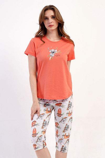VİENETTA Women's Short Sleeve Capri Pajama Set, 409076