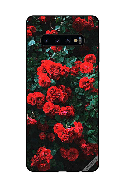 Covernex غطاء حماية لهاتف سامسونج جالاكسي إس 10 بلس - حديقة الورود الحمراء