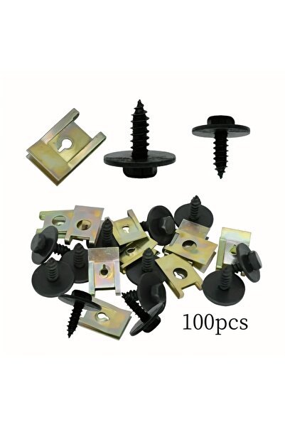 choice2 100pcs 40pcs Car Screw Base U Clip Car Modification Fastener Metal Fe...