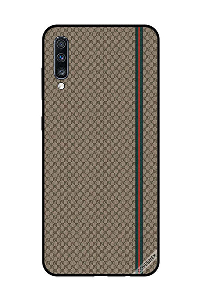 Covernex غطاء حماية لهاتف سامسونج جالاكسي A70 بخطوط حمراء وخضراء على نمط بني