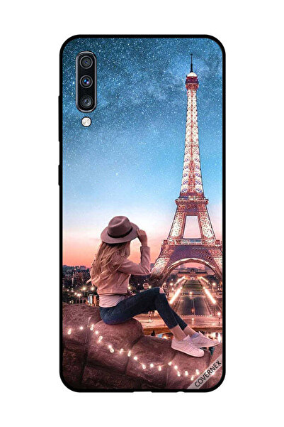Covernex غطاء حماية لهاتف سامسونج جالاكسي A70 - فتاة قبعة بنية وبرج إيفيل