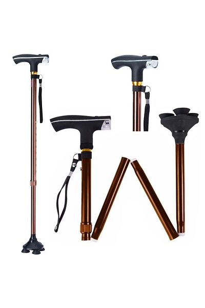 Yuwell Canes Foldable And Retractable Walking Stick For Men And Women Walking Stick Gold