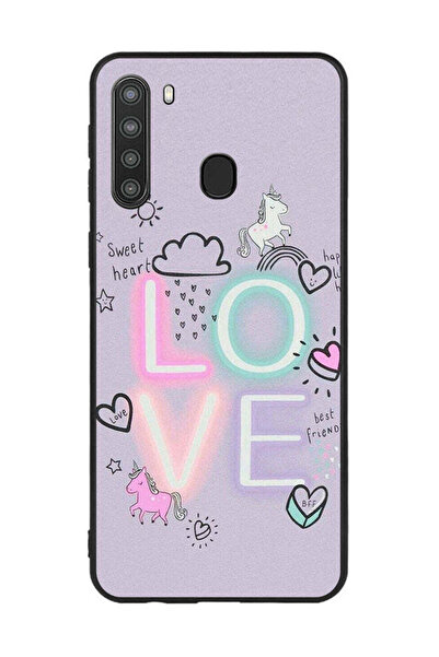 Covernex غطاء حماية لهاتف سامسونج جالاكسي A21 - قلب حلو، حب، يونيكورن