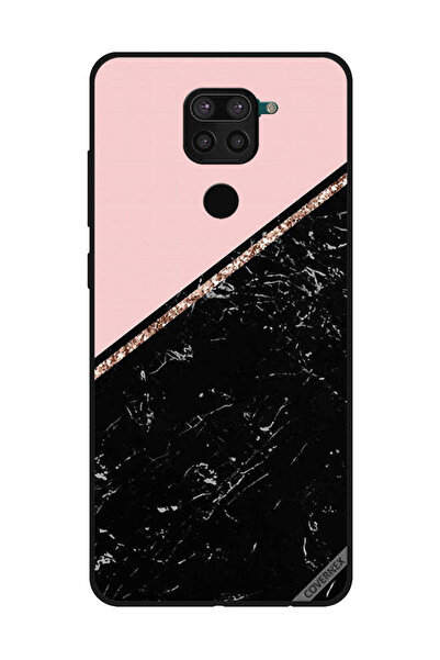 Covernex غطاء حماية لهاتف شاومي ريدمي نوت 9 - أسود رخامي وشريط ذهبي