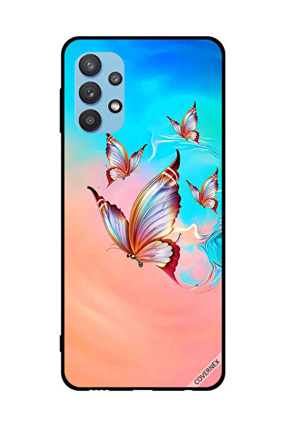 Covernex غطاء حماية لهاتف سامسونج جالاكسي M32 5G، فراشات تحلق فوق لون الطلاء