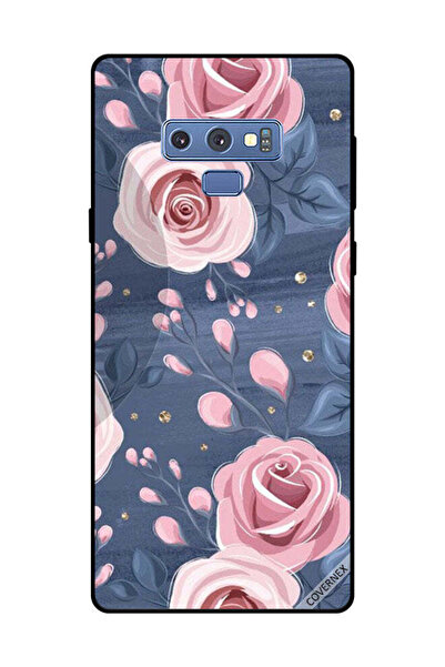 Covernex غطاء حماية لهاتف سامسونج جالاكسي نوت 9 بنقشة ورود وردية وأوراق رمادي...