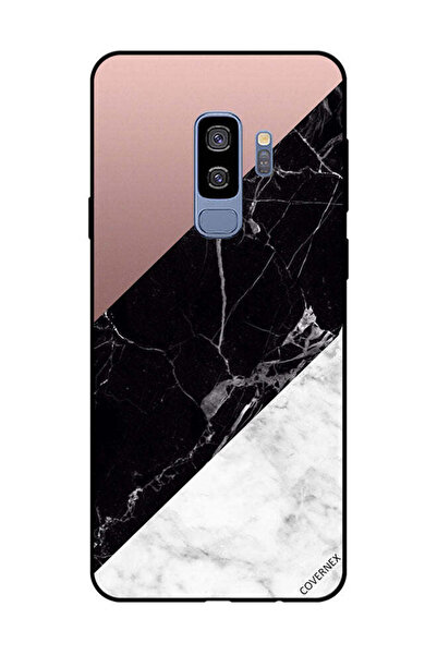 Covernex غطاء حماية لهاتف سامسونج جالاكسي S9 بلس، أبيض، أسود، سطح رخامي بنمط ...