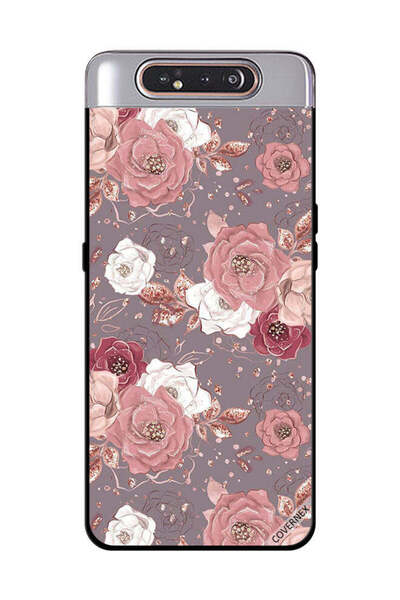 Covernex غطاء حماية لهاتف سامسونج جالاكسي A80 بنقشة زهور بلون الشوكولاتة