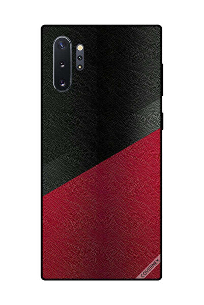 Covernex غطاء حماية لهاتف سامسونج جالكسي نوت 10 بلس بنقشة جلد أسود وأحمر