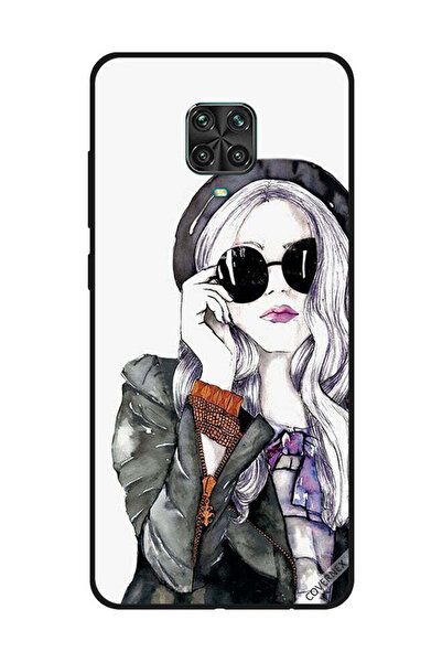 Covernex غطاء حماية لهاتف شاومي ريدمي نوت 9S/9 برو، أسود، زجاجي، بتصميم فتاة ...