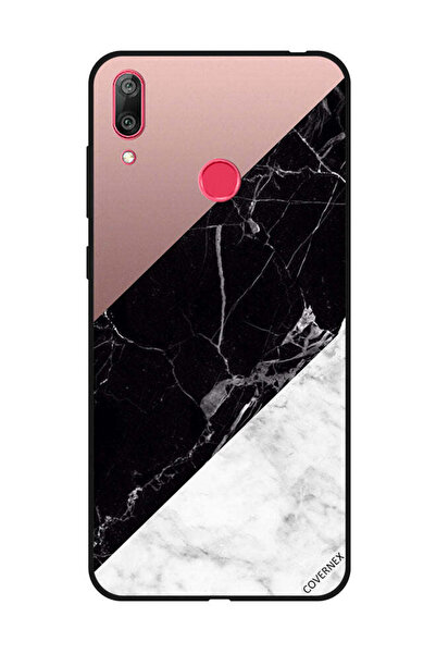 Covernex غطاء حماية لهاتف هواوي Y7 Prime 2019، أبيض وأسود، الجزء العلوي من ال...