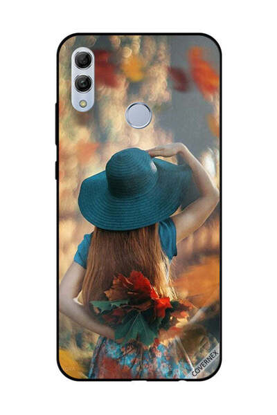 Covernex غطاء حماية لهاتف Honor 10 Lite بتصميم فتاة قبعة تخفي أوراق الحب