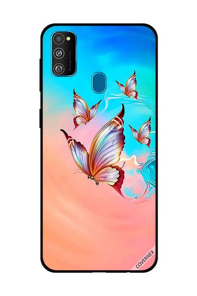 Covernex غطاء حماية لهاتف سامسونج جالاكسي M30s، فراشات تحلق فوق لون الطلاء
