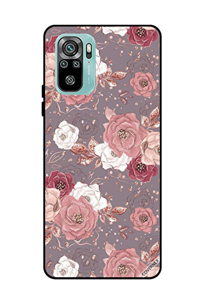 Covernex غطاء حماية لهاتف شاومي ريدمي نوت 10 4G، لون الشوكولاتة، نمط زهور