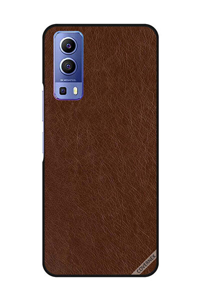 Covernex غطاء حماية لهاتف Vivo Y72 5G بنقشة جلد بني داكن