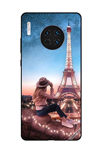 Covernex غطاء حماية لهاتف هواوي ميت 30 - فتاة قبعة بنية اللون وبرج إيفيل