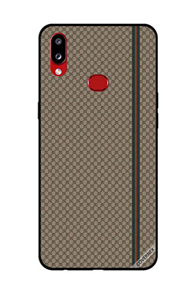 Covernex غطاء حماية لهاتف سامسونج جالاكسي A10s بخطوط حمراء وخضراء على نمط بني