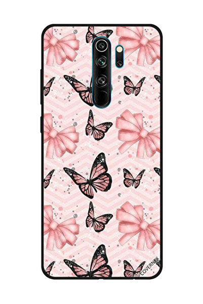 Covernex غطاء حماية لهاتف شاومي ريدمي نوت 8 برو - فراشات باللونين الأسود والخوخي