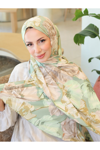 efdal şal eşarp Σάλι κρεπ με μοτίβο λουλουδιών
