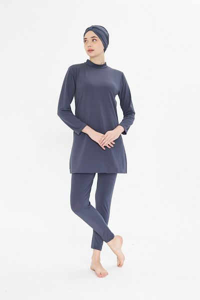 Fantasy Full Covered Lycra Hijab Swimsuit Anthracite 34845-A