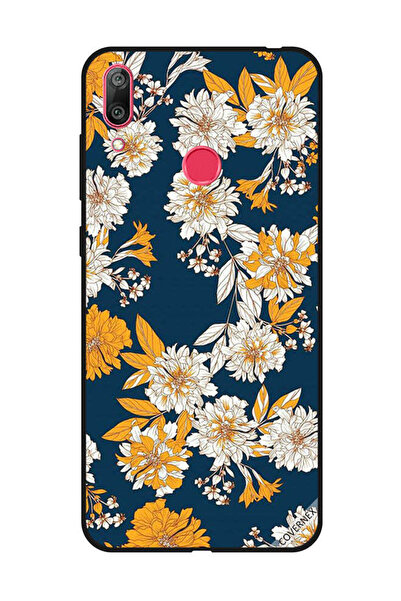 Covernex غطاء حماية لهاتف هواوي Y7 Prime 2019 بنقشة زهور وأوراق صفراء وبيضاء