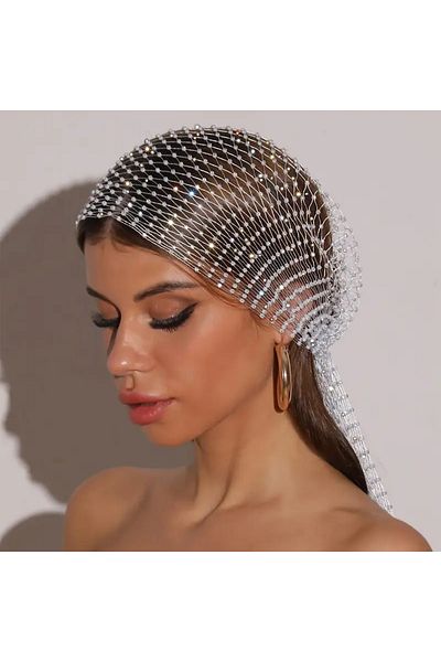 Girift Vintage Zerelis Women's Shiny Rhinestone Mesh Hair Band Hat Hair Accessory Hair Band Head Accessory