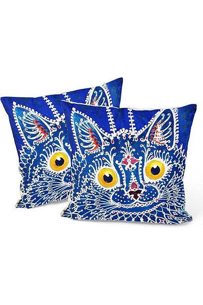 OEM Set 2 fețe de pernă în stil gotic, 45x45 cm, albastre
