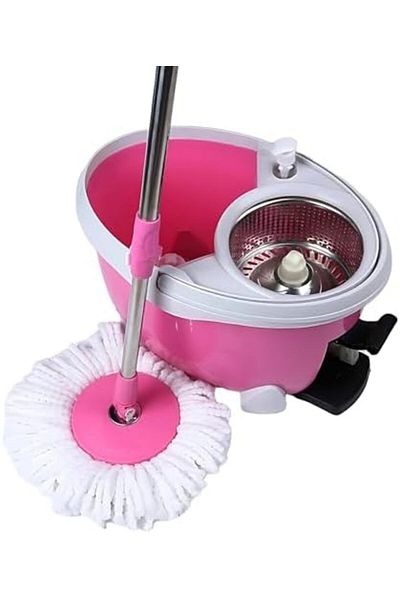 AKC GROUP AKC 360° Spin Magic Mop with Stainless Steel Twisted Pole & Detachable Microfiber Mop Head – Easy