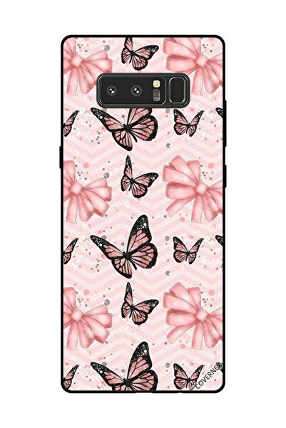 Covernex غطاء حماية لهاتف سامسونج جالاكسي نوت 8 - فراشات باللونين الأسود والخوخي