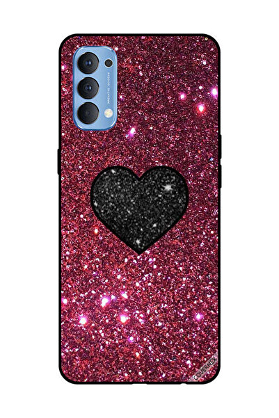 Covernex غطاء حماية لهاتف OPPO Reno 4 4G بتصميم قلب أسود مع لمعان أحمر