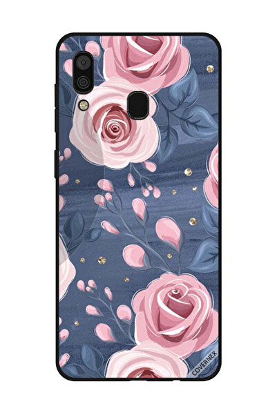 Covernex غطاء حماية لهاتف سامسونج جالاكسي A30 بنقشة ورود وردية وأوراق رمادية ...