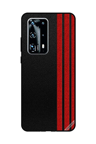 Covernex غطاء حماية لهاتف هواوي بي 40 برو بلس بثلاثة خطوط عمودية حمراء
