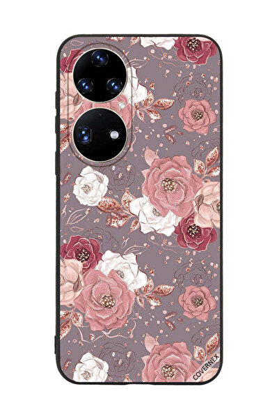 Covernex غطاء حماية لهاتف هواوي بي 50 برو - لون الشوكولاتة - نمط زهور