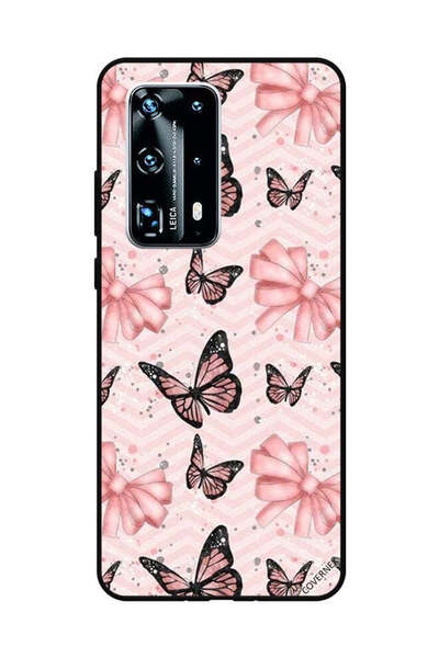 Covernex غطاء حماية لهاتف هواوي بي 40 برو بلس - فراشات باللونين الأسود والخوخي