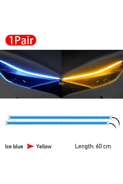 Choice شريط إضاءة LED DRL للسيارة بطول 60 سم من نوع B من SEAMETAL، مصباح تشغيل نهاري، مصباح مرن بمسح ديناميكي