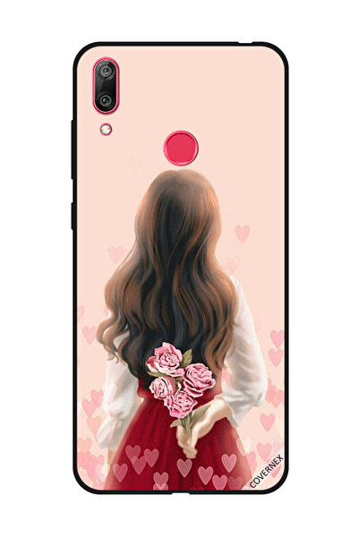 Covernex غطاء حماية لهاتف هواوي Y7 Prime 2019 - فتاة تخفي الزهور