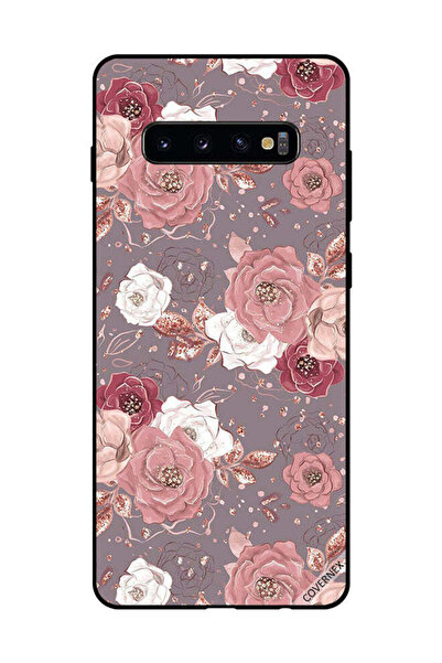 Covernex غطاء حماية لهاتف سامسونج جالاكسي S10 بلس، لون الشوكولاتة، بنقشة زهور