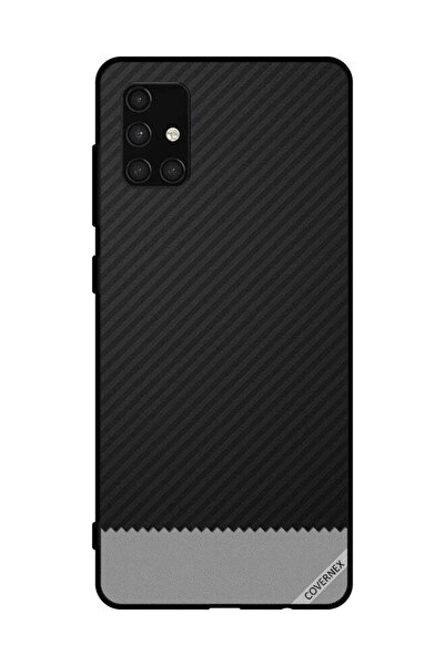 Covernex غطاء حماية لهاتف سامسونج جالاكسي A71 4G بنمط خطوط سوداء ورمادية