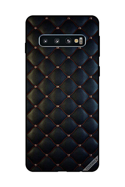 Covernex غطاء حماية لهاتف سامسونج جالاكسي S10 بنقشة قماشية سوداء