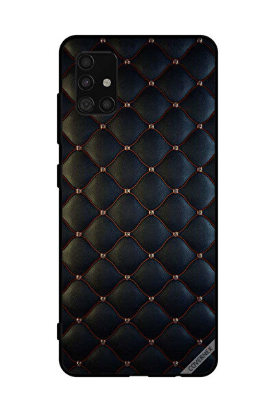 Covernex غطاء حماية لهاتف سامسونج جالاكسي A51 4G مطبوع عليه نقشة قماشية سوداء