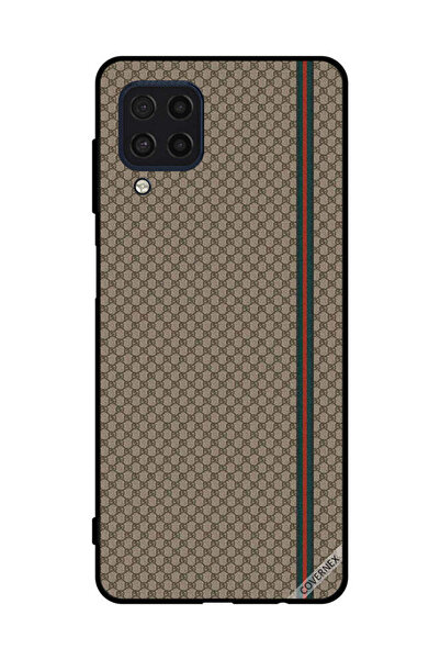 Covernex غطاء حماية لهاتف سامسونج جالاكسي F22 4G بخطوط حمراء وخضراء على نمط بني